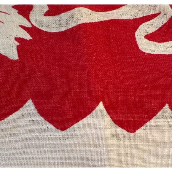 Vtg Christmas Tablecloth Round Red White Merry Christmas Candles Holly Tree 56" - Picture 6 of 12